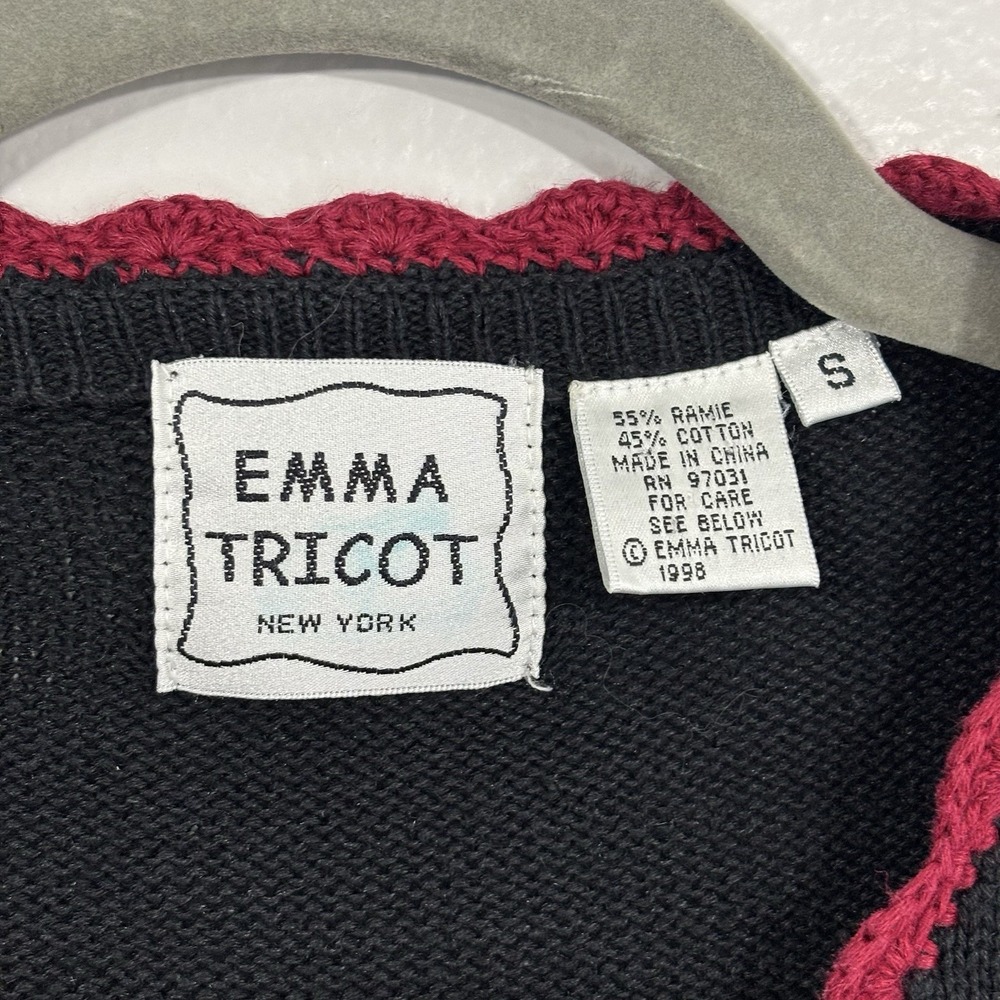 Vintage Emma Tricot New York Cardigan Sweater Women's Small Wine Theme~ Grapes - Picture 3 of 3